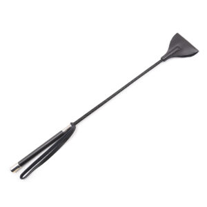 Plesur 21" Wide Tip Leather Crop - Black