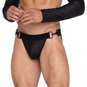 Master Jockstrap w/Hook & Ring Closure & Contoured Pouch Black MD