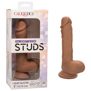 Studs Dual Density Silicone 5" Dildo - Brown