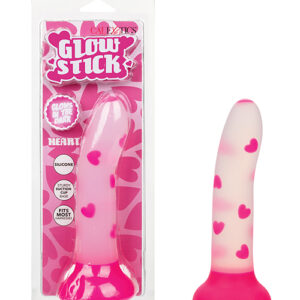 Glow Stick Heart Suction Cup Glow-in-the-Dark Dildo - Pink