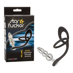 Star Fucker Beaded Gem Plug w/Silicone Enhancer - Black