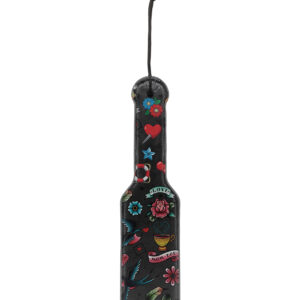 Shots Ouch Old School Tattoo Style Printed Paddle - Black