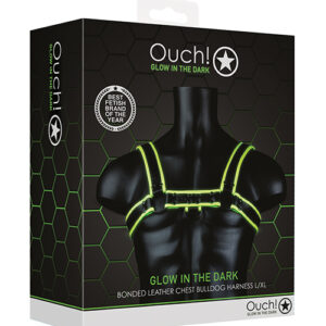 Shots Ouch Chest Bulldog Harness - Glow in the Dark L/XL