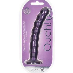Shots Ouch 8" Beaded G-Spot Dildo - Metallic Purple