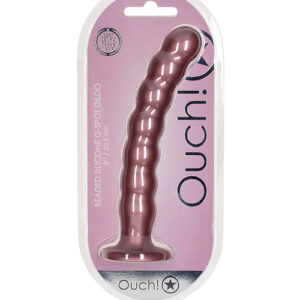 Shots Ouch 8" Beaded G-Spot Dildo - Rose Gold