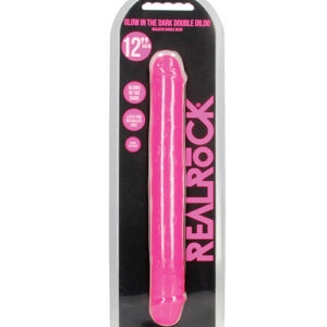 Shots RealRock 12" Double Dong Glow in the Dark - Neon Pink