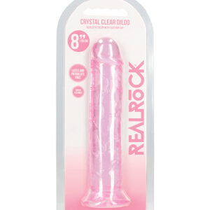Shots RealRock Crystal Clear 8" Straight Dildo w/Suction Cup - Pink