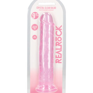 Shots RealRock Crystal Clear 9" Straight Dildo w/Suction Cup - Pink