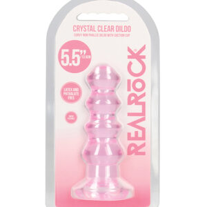 Shots RealRock Crystal Clear 5.5" Curvy Dildo/Butt Plug - Pink