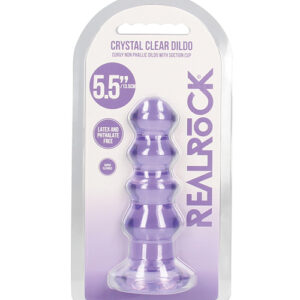 Shots RealRock Crystal Clear 5.5" Curvy Dildo/Butt Plug - Purple