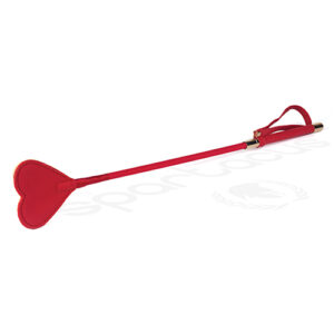 Spartacus PU Riding Crop w/Plush Heart Shape Tip - Red