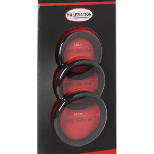 MALESATION Cock Ring Set - Pack of 3 Black