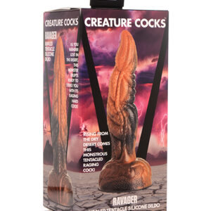 Creature Cocks Ravager Rippled Tentacle Silicone Dildo  - Orange/Black