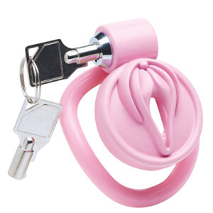Master Series Pussification Vulva Locking Chastity Cage - Pink