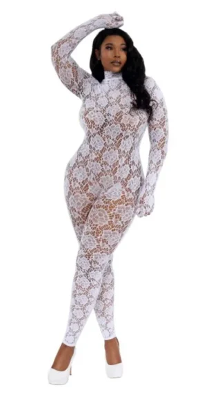 Gloved Bodystocking Dmnd - Qs - White