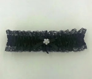 Satin Leg Garter - One Size - Black With Black Lace
