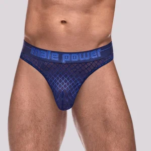 Diamond Mesh Thong - Navy - L/xl