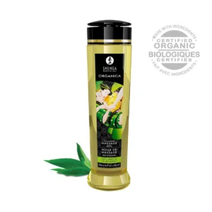 Shunga Organic Kissable Massage Oil - 8 oz Exotic Green Tea