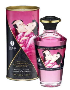 Shunga Warming Oil - 3.5 oz Raspberry Feeling